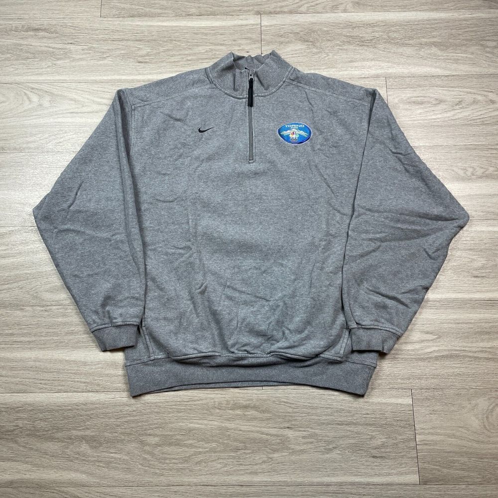 Vintage Nike Sweatshirt Mens Large Gray 90s Zip Retro Torino Games